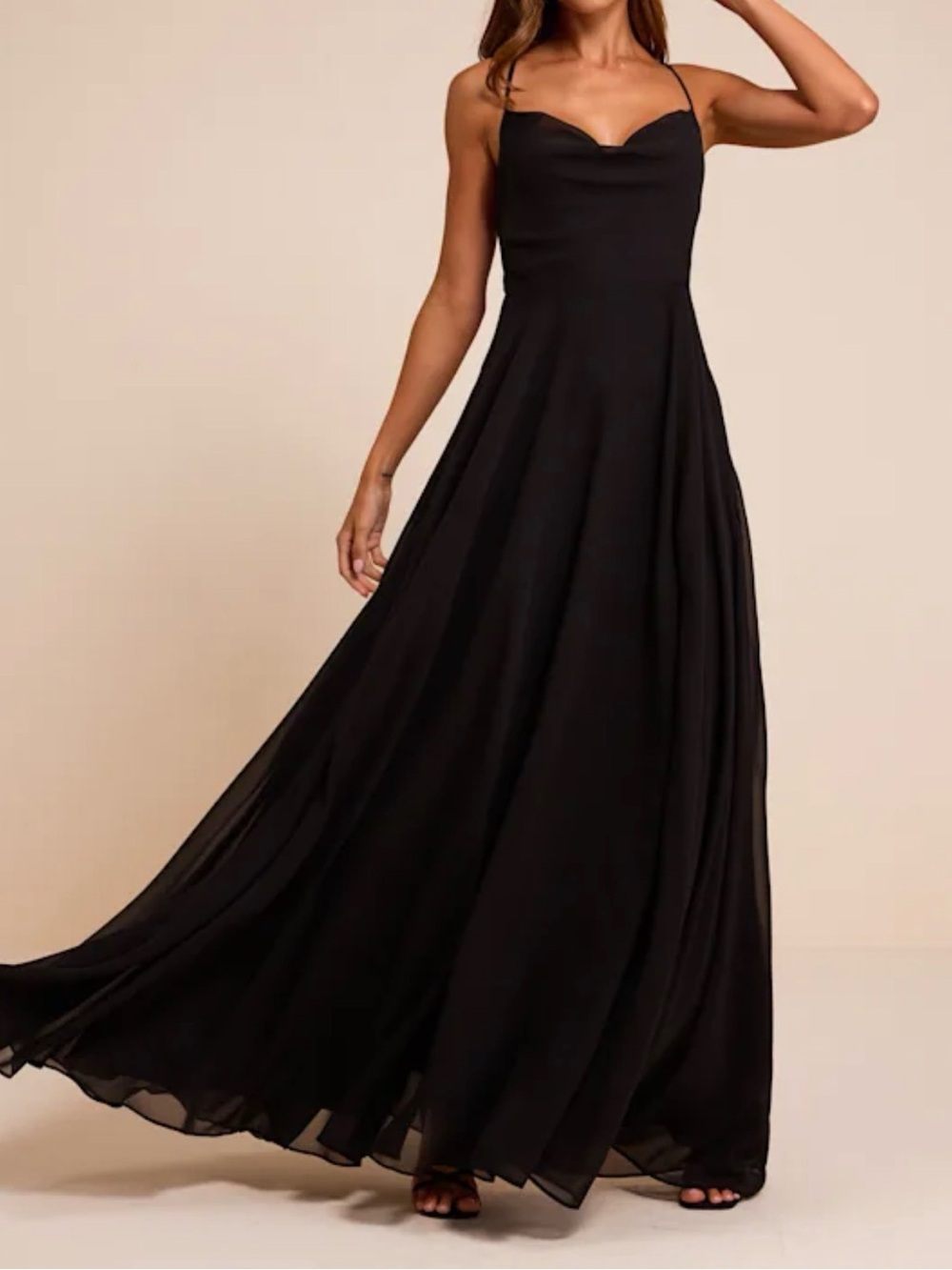Lulus Romantically Speaking Cowl Lace-Up Maxi Dress - M